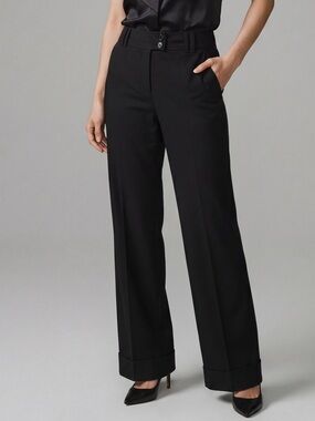 Michael Kors Millbrook Wide Leg Cuffed Black Trousers professional pants career